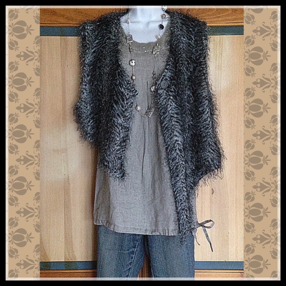 Marc Abbas Jackets & Blazers - Marc Abbas Asymmetrical Sleeveless Eyelash Vest European Lagenlook